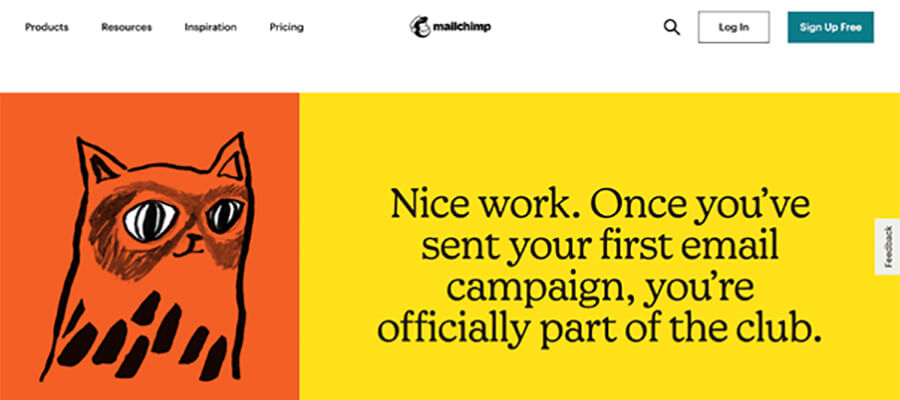 MailChimp example webpage.